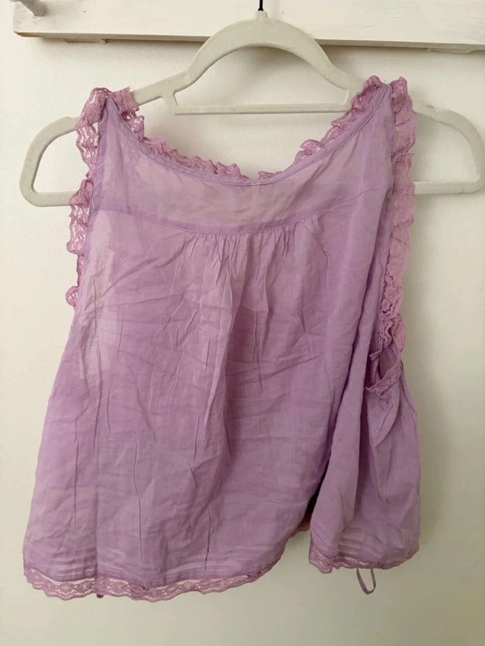 Free People Lavender Lace Trim Button Front Tank - Picture 2 of 3